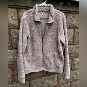Sonoma large dusty rose pink women zippered jacket faux fur